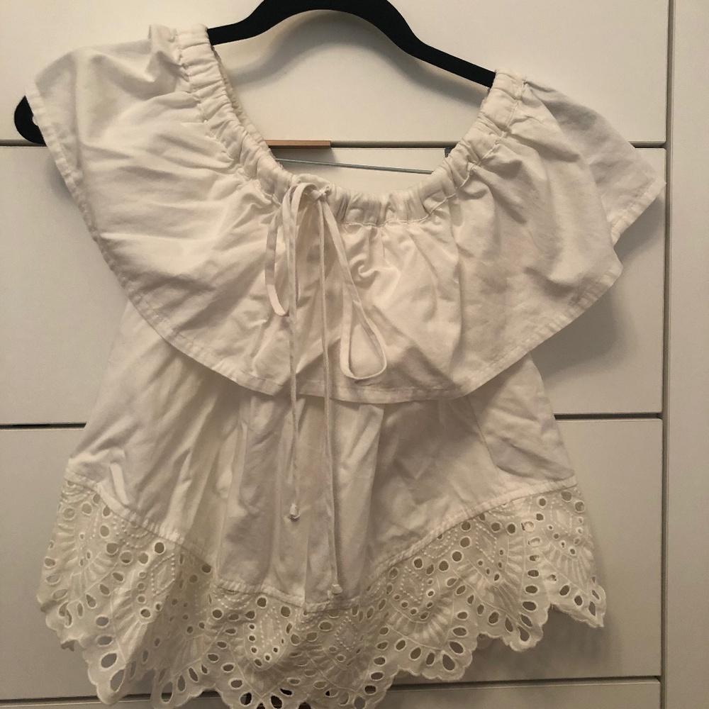 Madewell off the shower cropped top with eyelet detail XXS